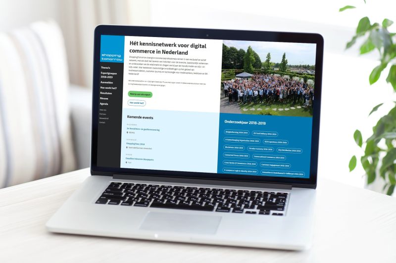 Website ShoppingTomorrow op laptopscherm
